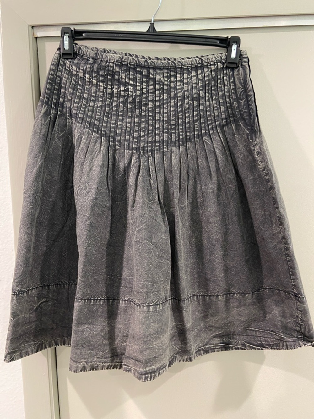Free People Washed Charcoal Pleated Circle Skirt